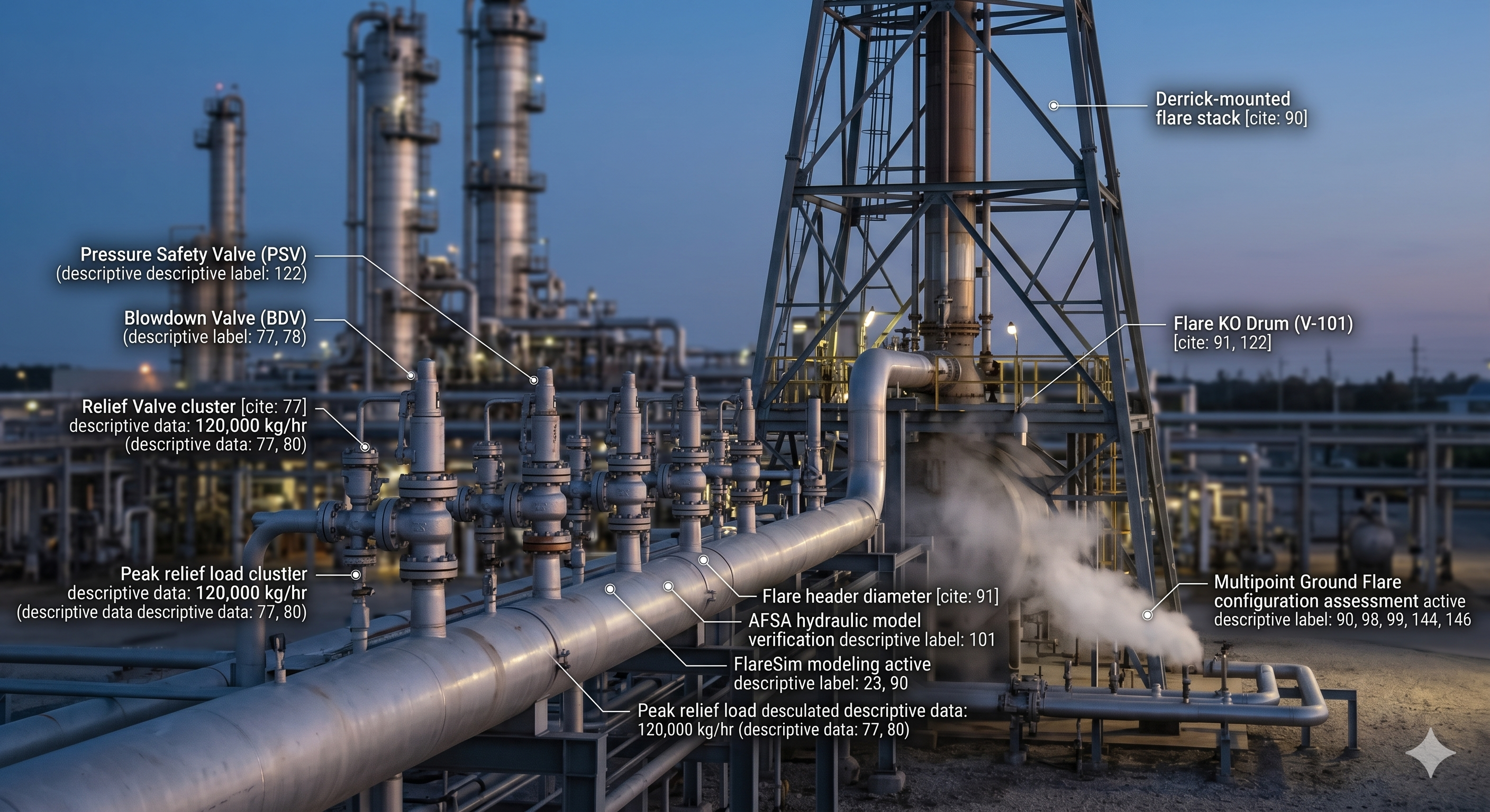 Industrial piping and flare stacks